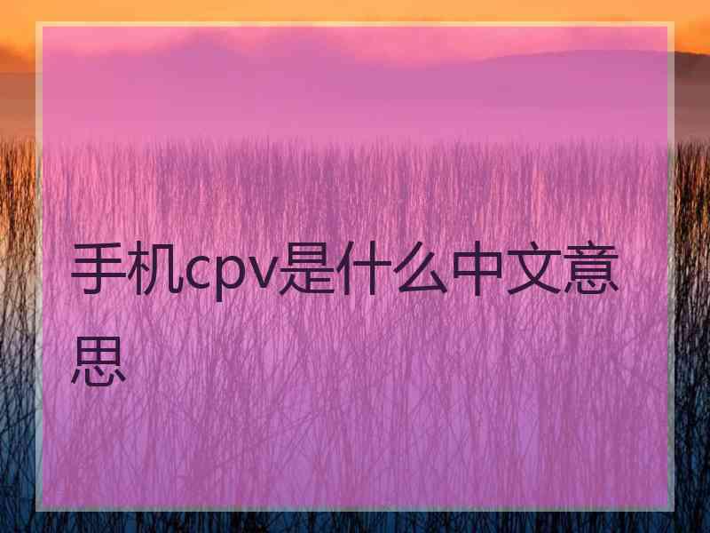 手机cpv是什么中文意思