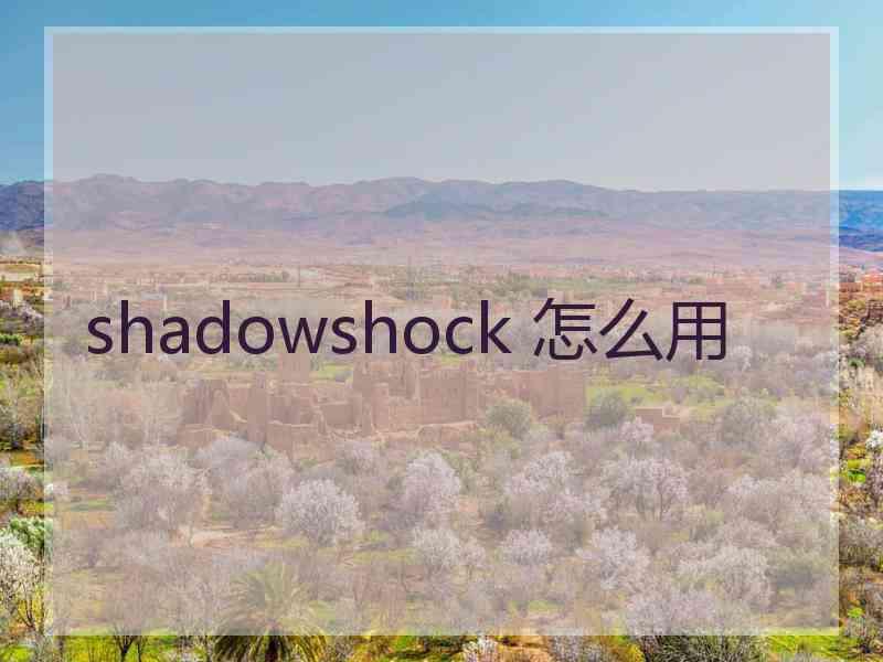 shadowshock 怎么用