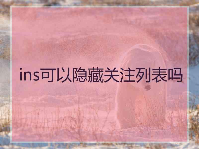 ins可以隐藏关注列表吗