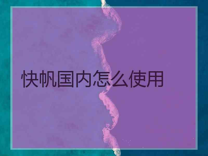 快帆国内怎么使用