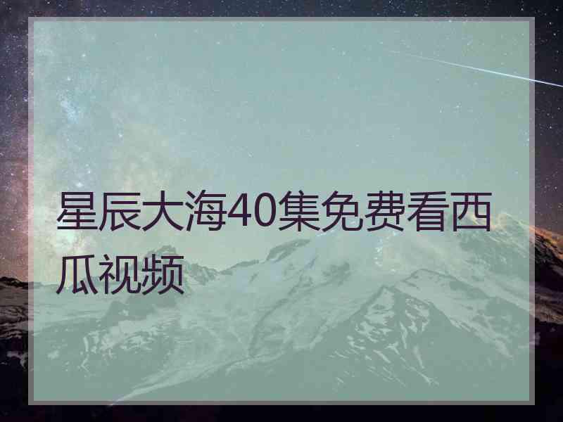 星辰大海40集免费看西瓜视频