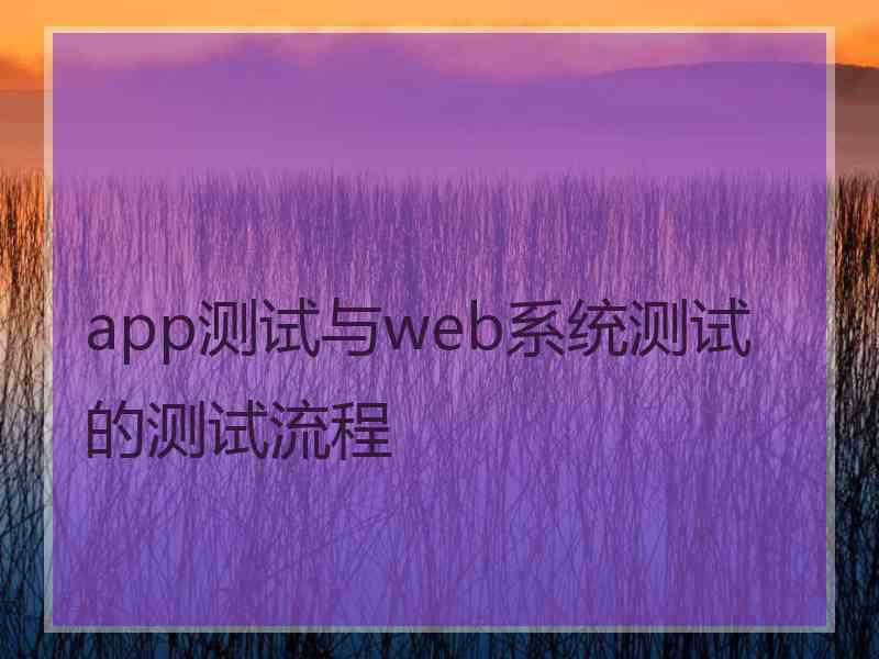 app测试与web系统测试的测试流程