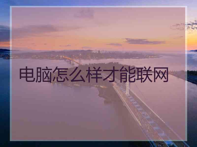 电脑怎么样才能联网