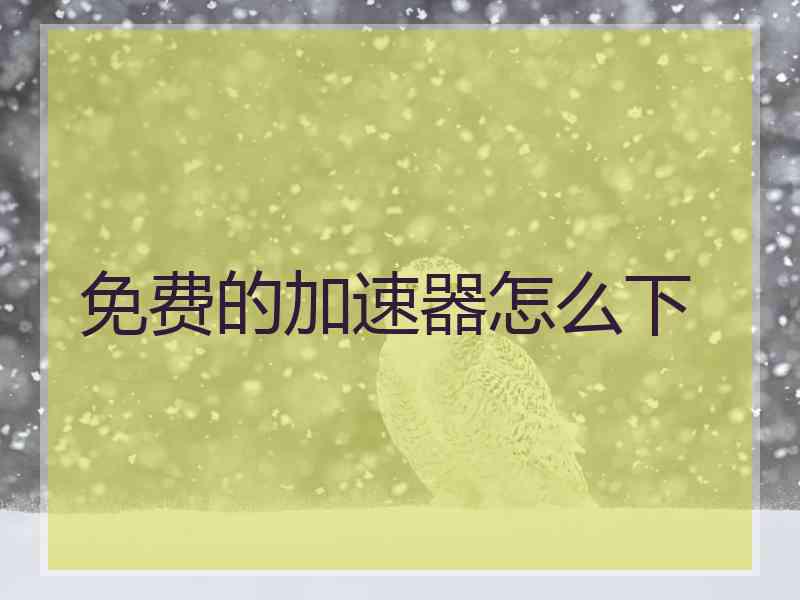 免费的加速器怎么下