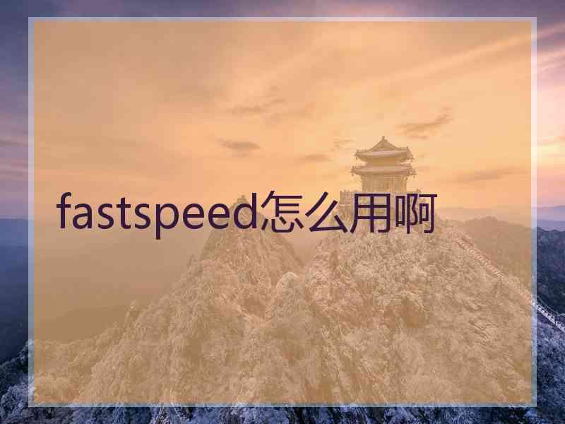 fastspeed怎么用啊