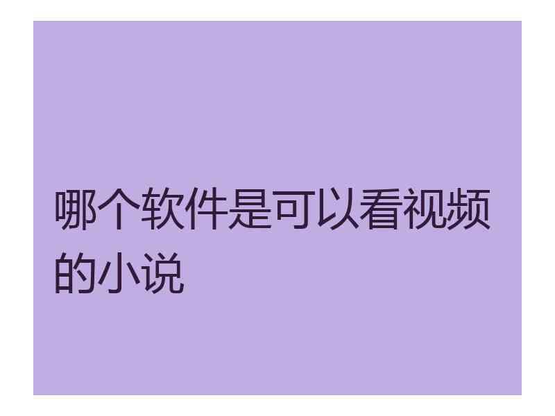 哪个软件是可以看视频的小说