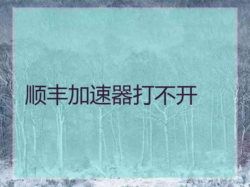 顺丰加速器打不开