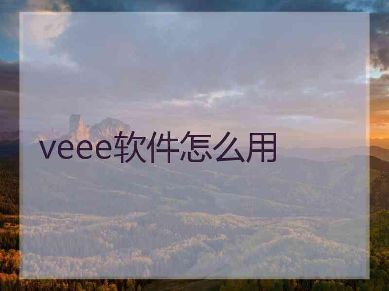 veee软件怎么用