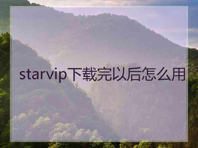 starvip下载完以后怎么用