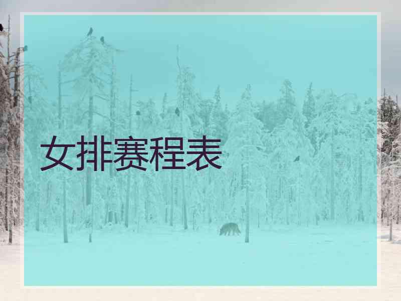 女排赛程表