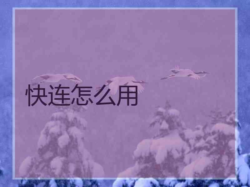 快连怎么用