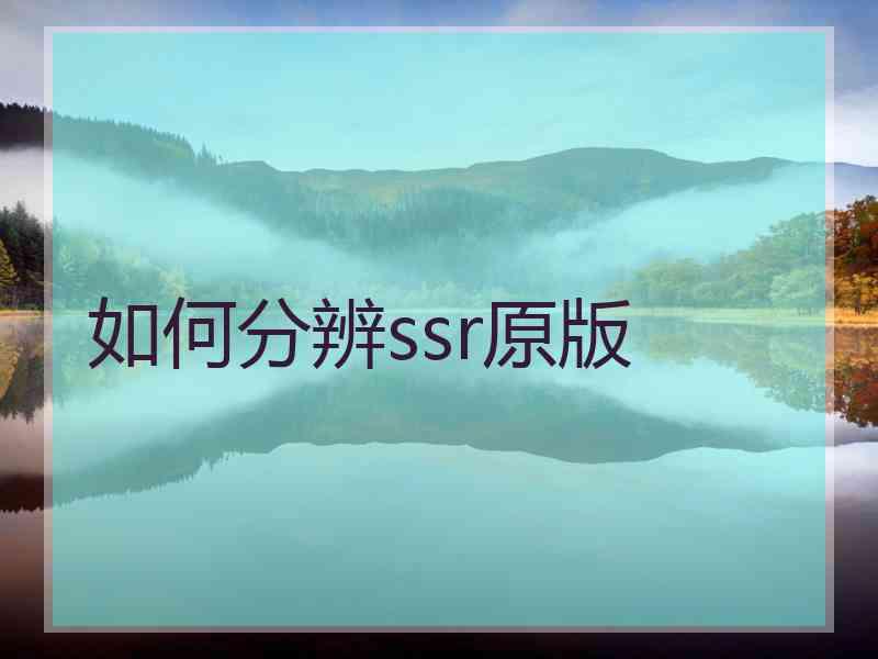 如何分辨ssr原版