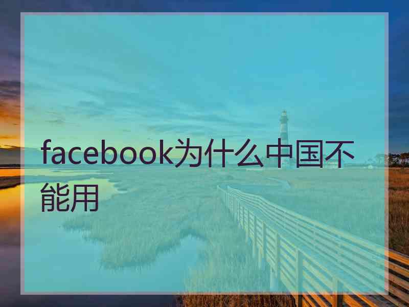 facebook为什么中国不能用