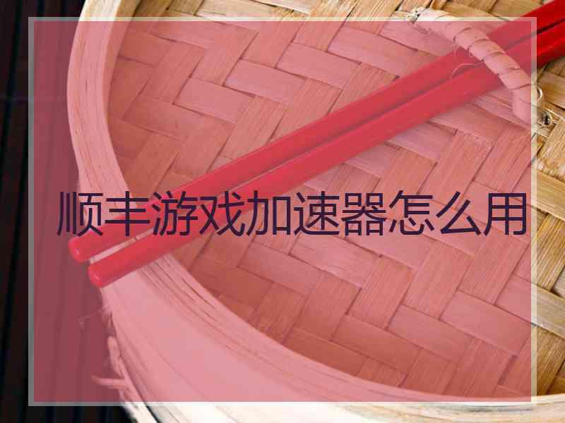 顺丰游戏加速器怎么用