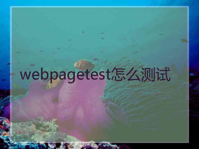 webpagetest怎么测试