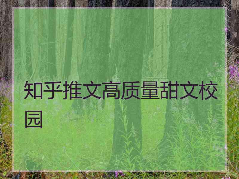 知乎推文高质量甜文校园