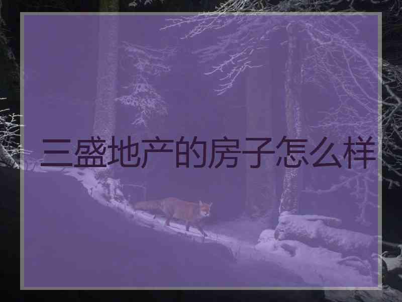 三盛地产的房子怎么样
