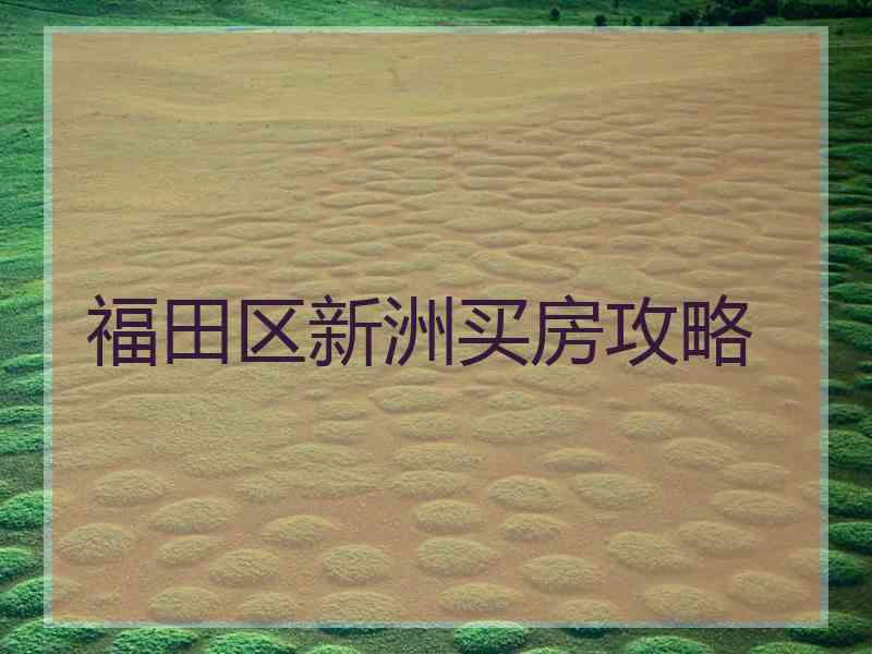 福田区新洲买房攻略