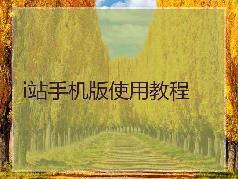 i站手机版使用教程