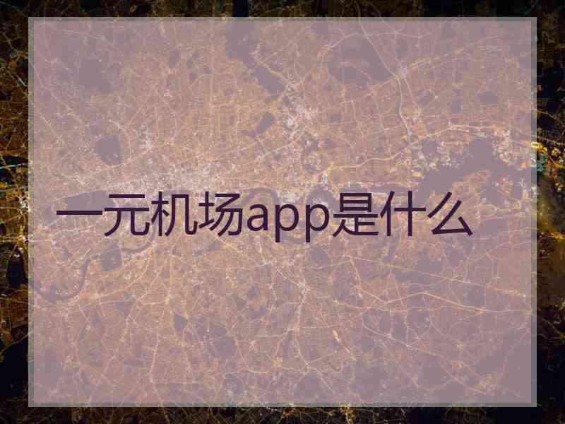 一元机场app是什么