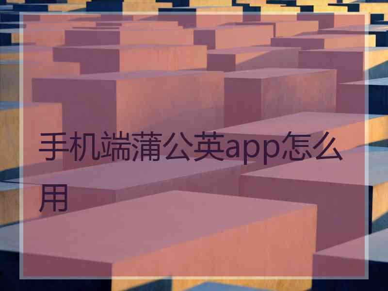 手机端蒲公英app怎么用
