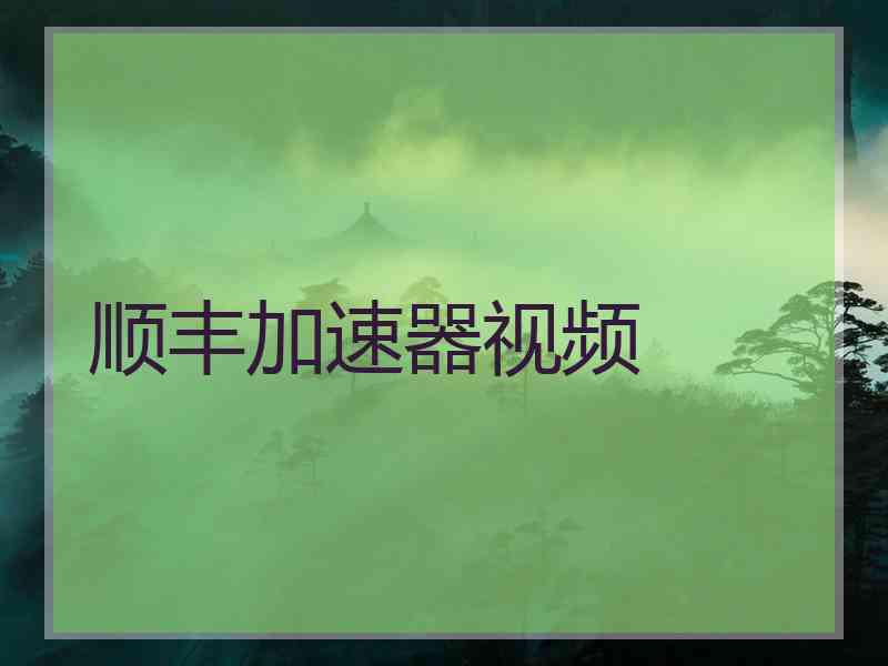 顺丰加速器视频