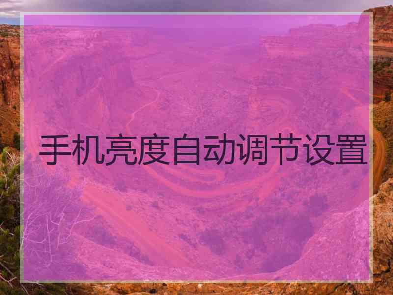 手机亮度自动调节设置
