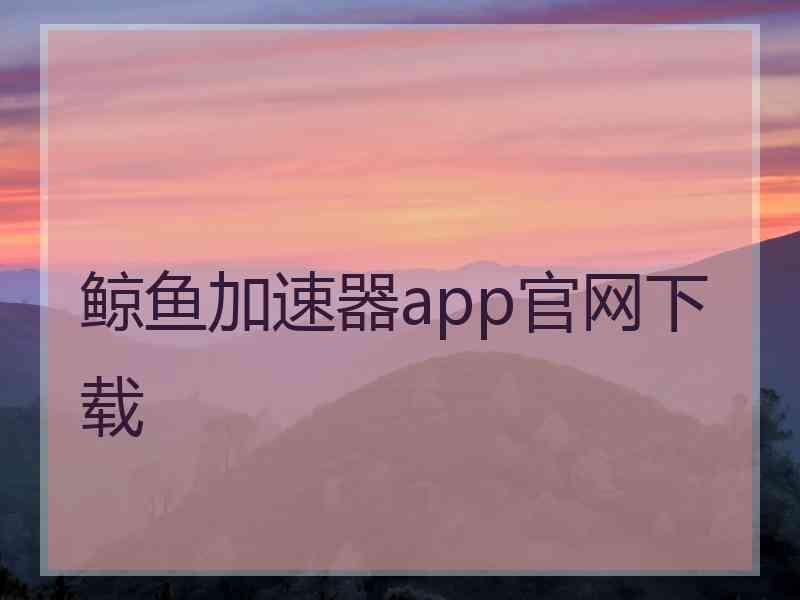 鲸鱼加速器app官网下载