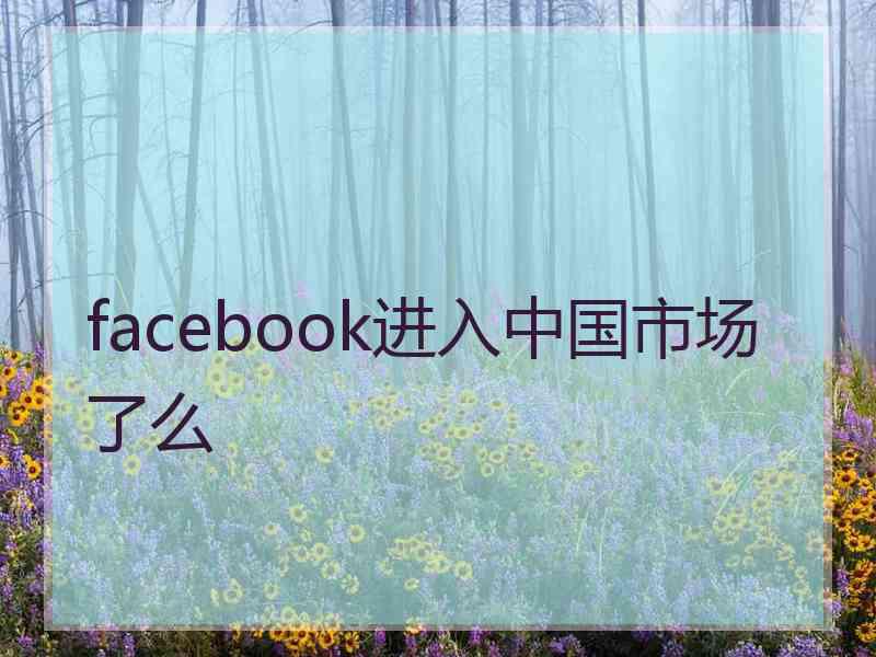 facebook进入中国市场了么