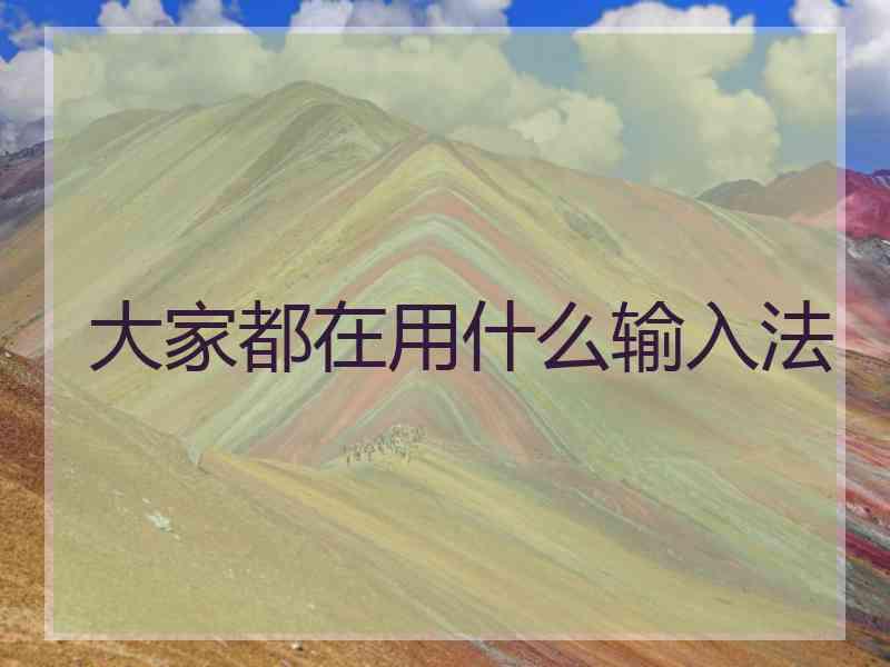 大家都在用什么输入法