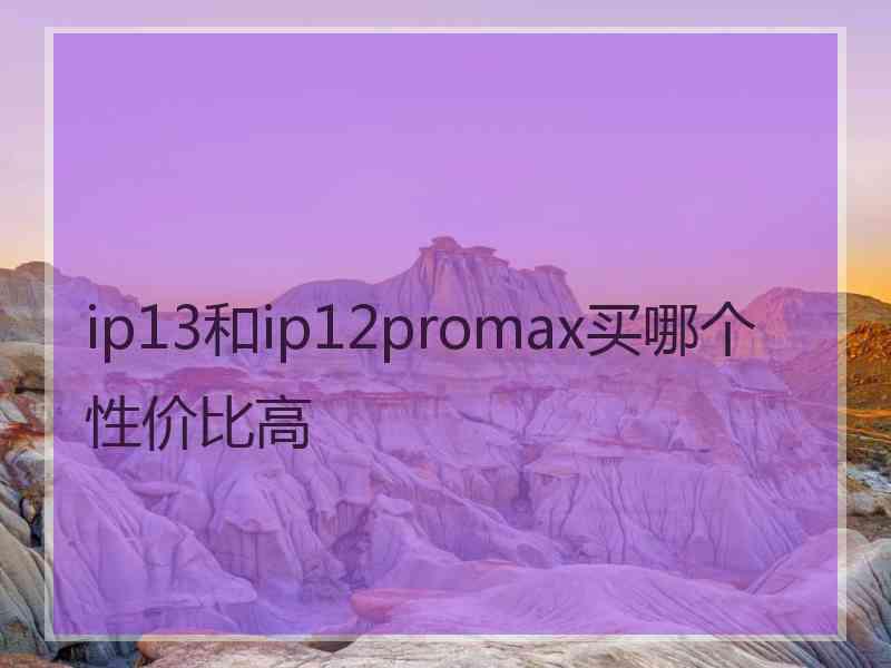ip13和ip12promax买哪个性价比高