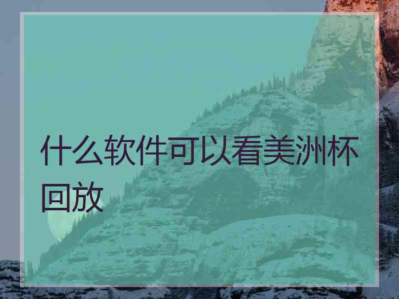 什么软件可以看美洲杯回放