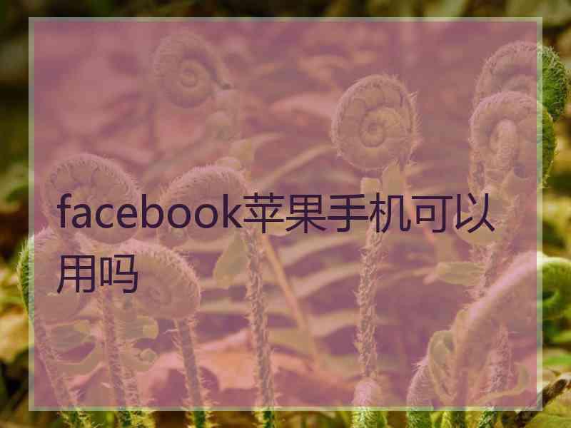 facebook苹果手机可以用吗