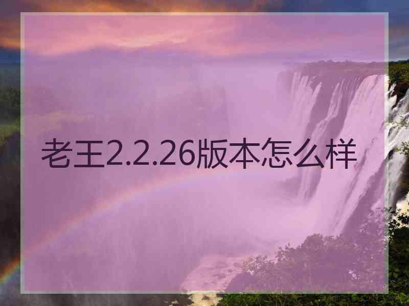 老王2.2.26版本怎么样