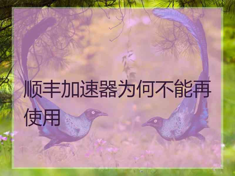 顺丰加速器为何不能再使用