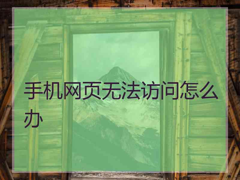 手机网页无法访问怎么办