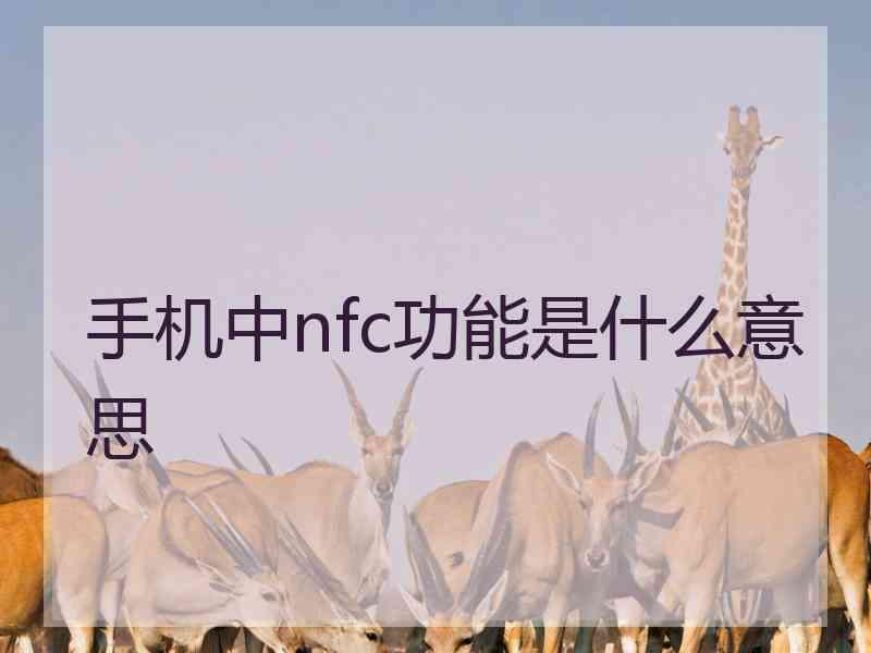 手机中nfc功能是什么意思