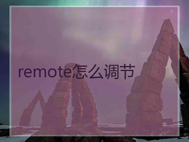 remote怎么调节