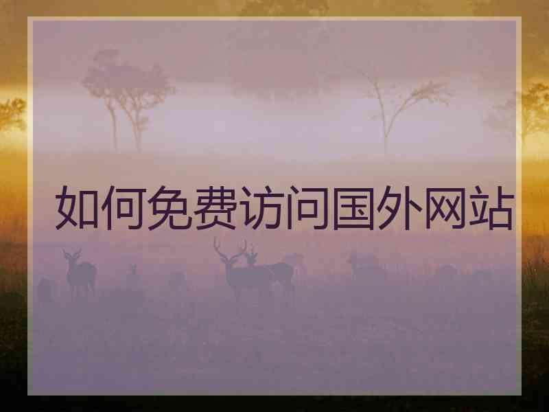 如何免费访问国外网站